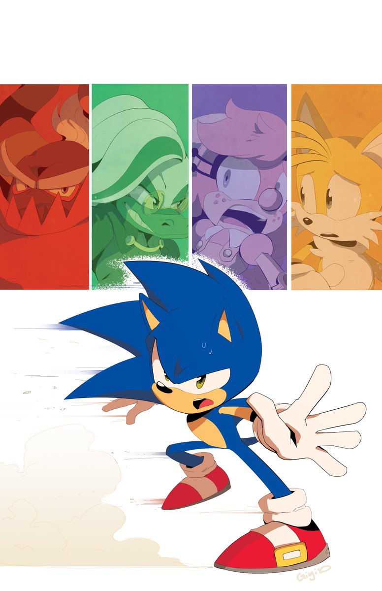 Raw art of IDW Sonic the hedgehog #44 COVER A!🦔🦔
(You'll notice the inked version was before sega revisions, lol)