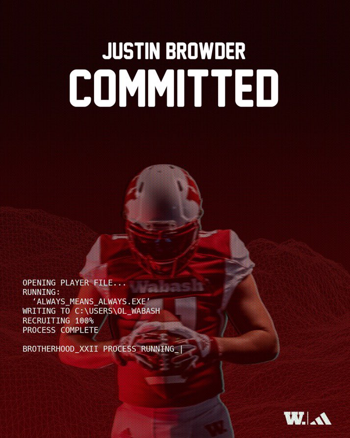 Extremely blessed to announce that I am committing to Wabash College to play football for the next four years! Big thanks to @CoachRidings and @CoachWatsonWAF for making this possible. #WAF