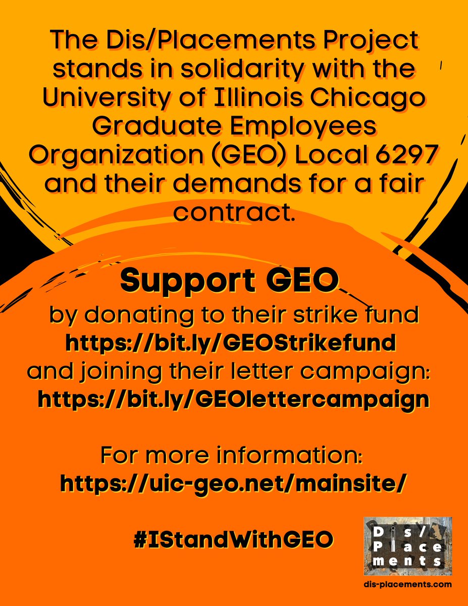 In solidarity with <a href="/uicgeo/">UIC GEO</a>. Donate to their strike fund: bit.ly/GEOStrikefund; join their letter campaign: bit.ly/GEOlettercampa… / For more information: uic-geo.net/mainsite/ #IStandWithGEO".