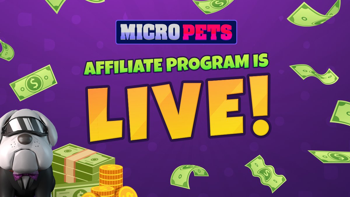 MicroPets_io's tweet photo. 🤑 MicroPets Affiliate Program is LIVE! 🤑 

Anyone who downloads the MicroPets Runner App and creates a profile with our dApp using your link, will earn you a $2 commission! Payouts given out after reaching 10 successful conversions.

Sign up today 👉 https://t.co/pP5KOriNjH https://t.co/tSOs3xmOq3