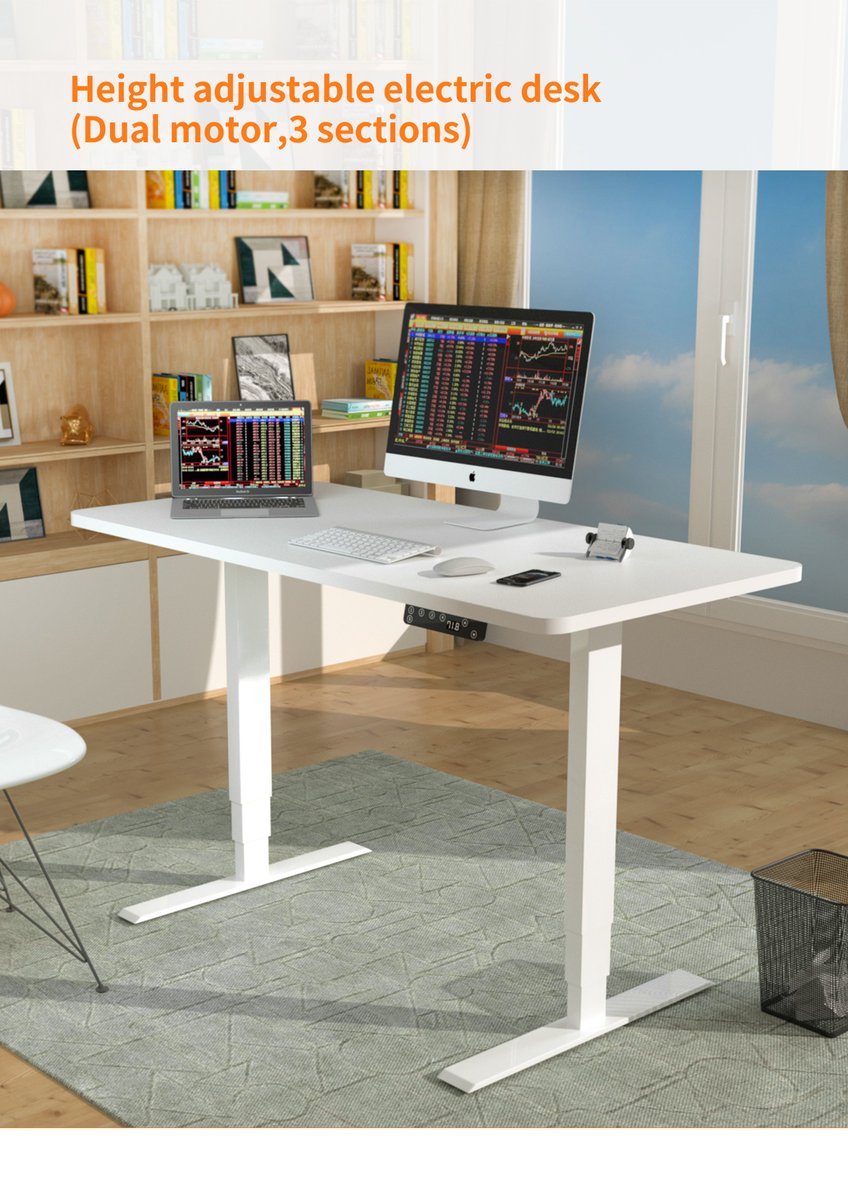 Electric height adjustable desk frame.