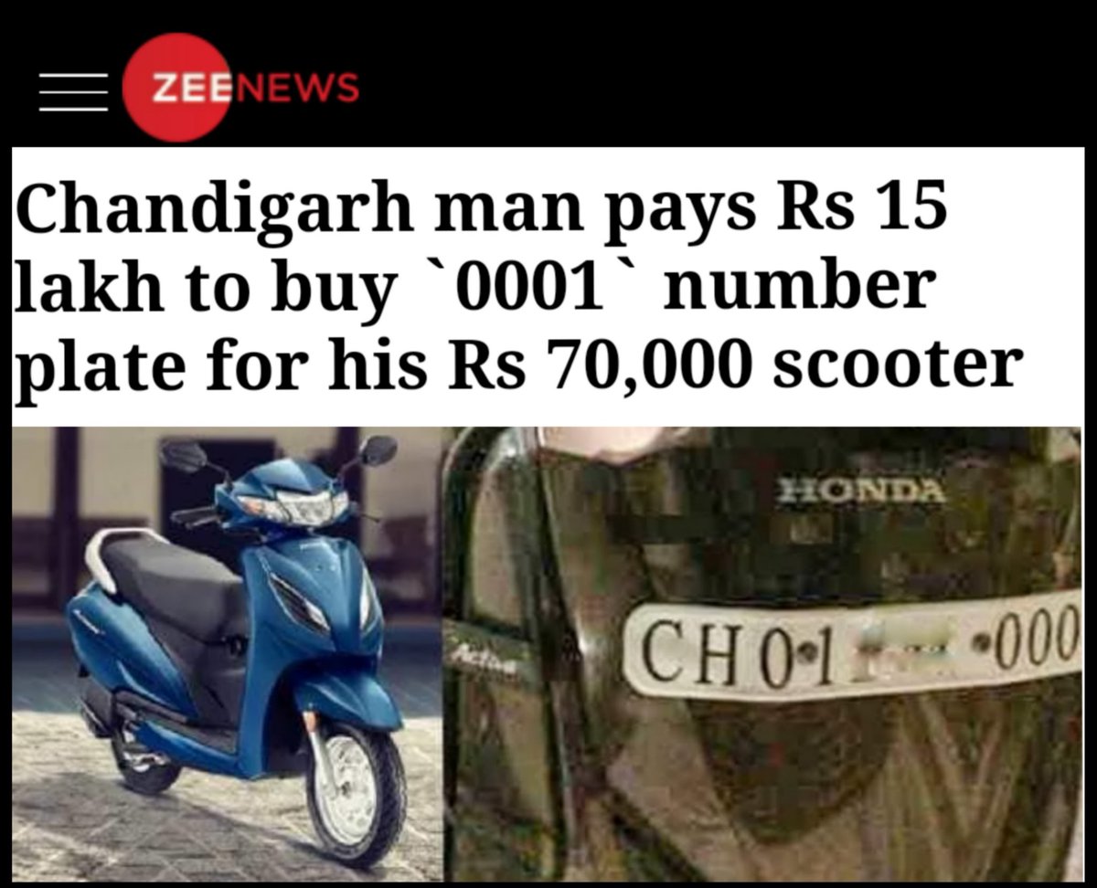 sagarcasm's tweet photo. The number plate perfectly describes the man - CH no. 0001 https://t.co/7HwmCzi6ck