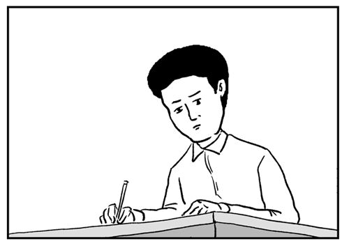 おとなしく漫画を描いている。 