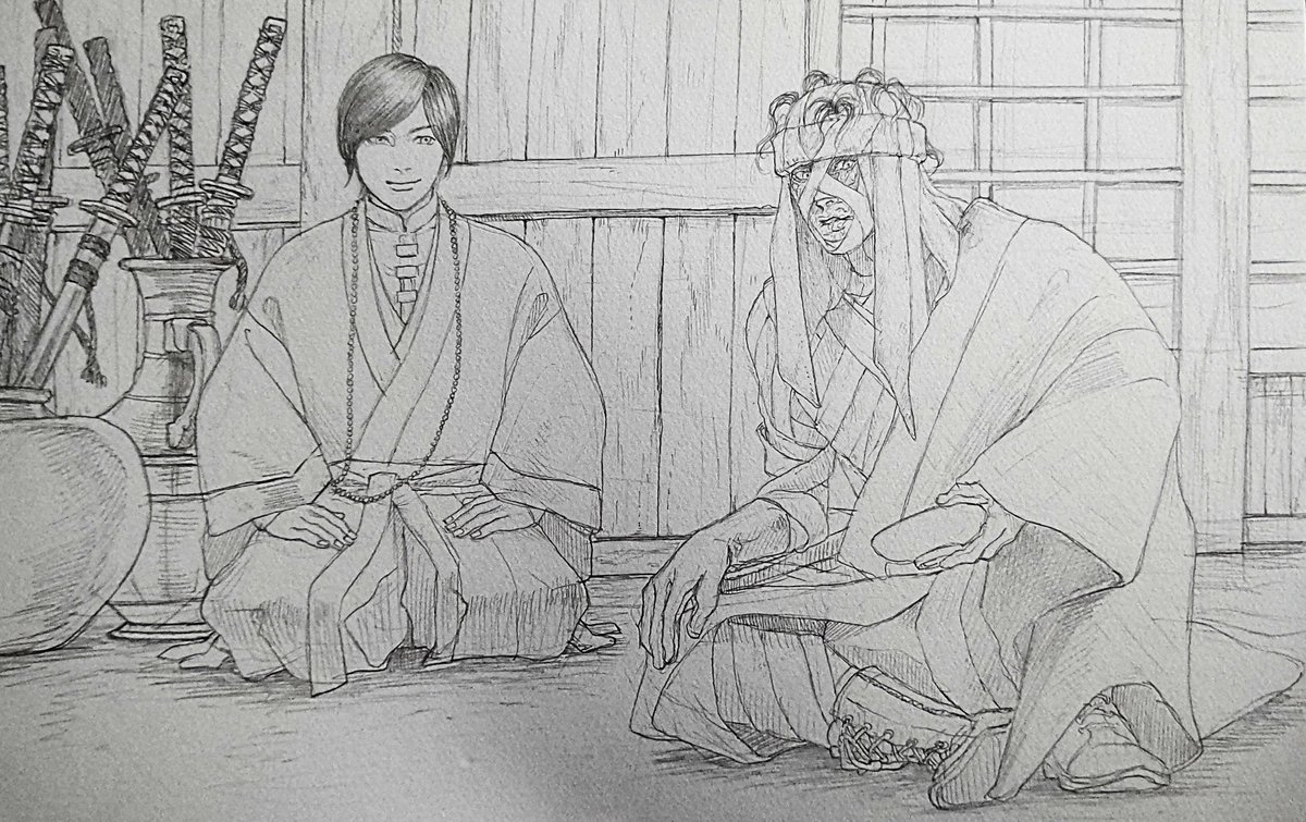 実写化るろ剣志々雄編が嬉しすぎて好きすぎて描いたやつ。懐かしい。シャーペンだ。 