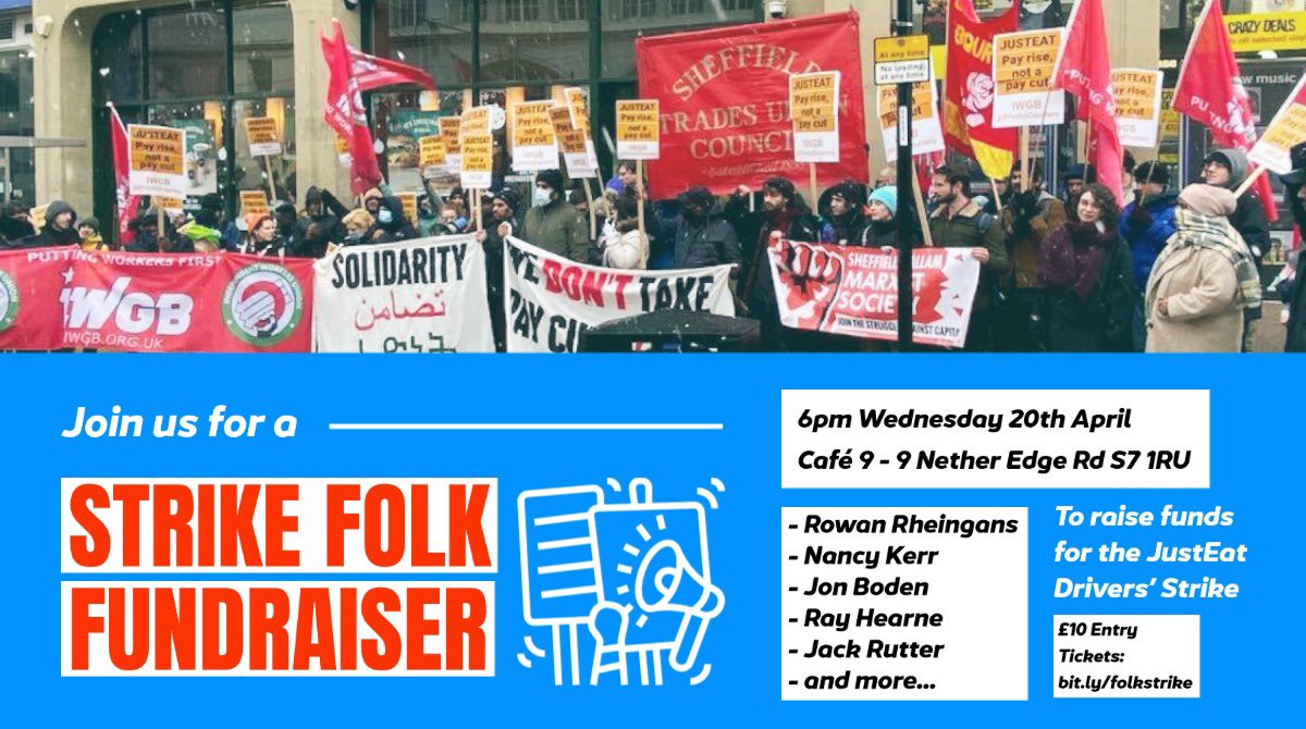 Fundraiser tomorrow at <a href="/cafehash9/">Cafe#9</a> with <a href="/RowanRheingans/">Rowan Rheingans</a> and many more for <a href="/SYorksCouriers/">IWGB Couriers Sheffield</a> 

Tickets: eventbrite.co.uk/e/folk-strike-…