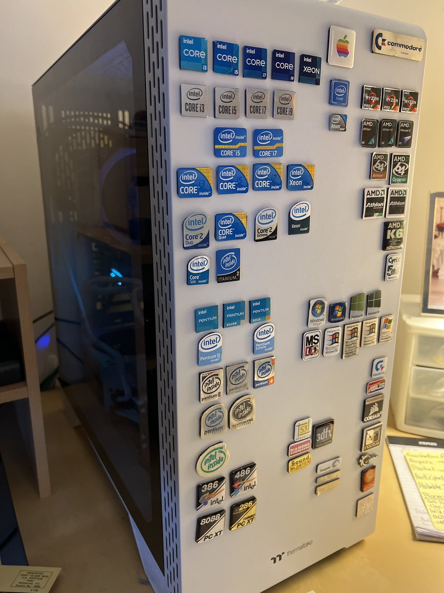 My computer badge sticker collection is finally nearing a somewhat complete state after a recent rebirth following years of neglect and lapse.