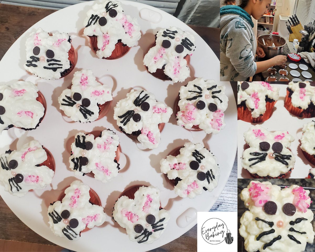 baking_kids's tweet photo. These fun little spring bunnies are channeling their inner Hello Kitty. 

#everydaybakingwithkids #bakingwithkids #happyeaster #easterbaking #easterbakingideas #springbaking #cupcakes https://t.co/6AKg7uT13z