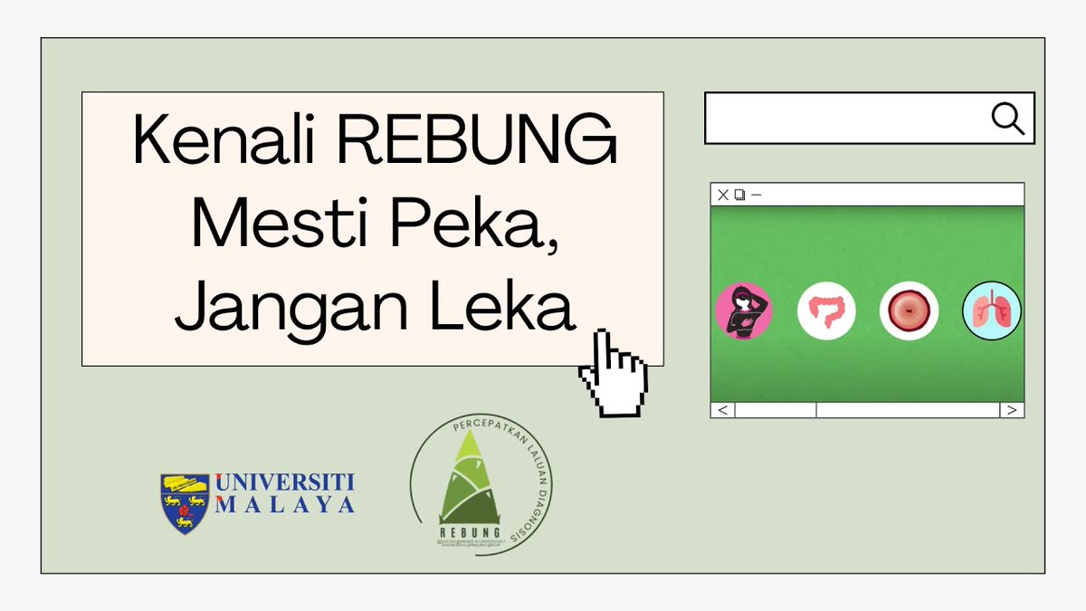 Selangkah_MY's tweet photo. #Rebung ialah sebuah projek komuniti yang menawarkan info tentang pengesanan awal penyakit kanser utama di Malaysia.

📽️ https://t.co/G5Lo0A4uGx

#SaringAwalCegahAwal #SelangkahXRebung https://t.co/lgGaQJmlj3
