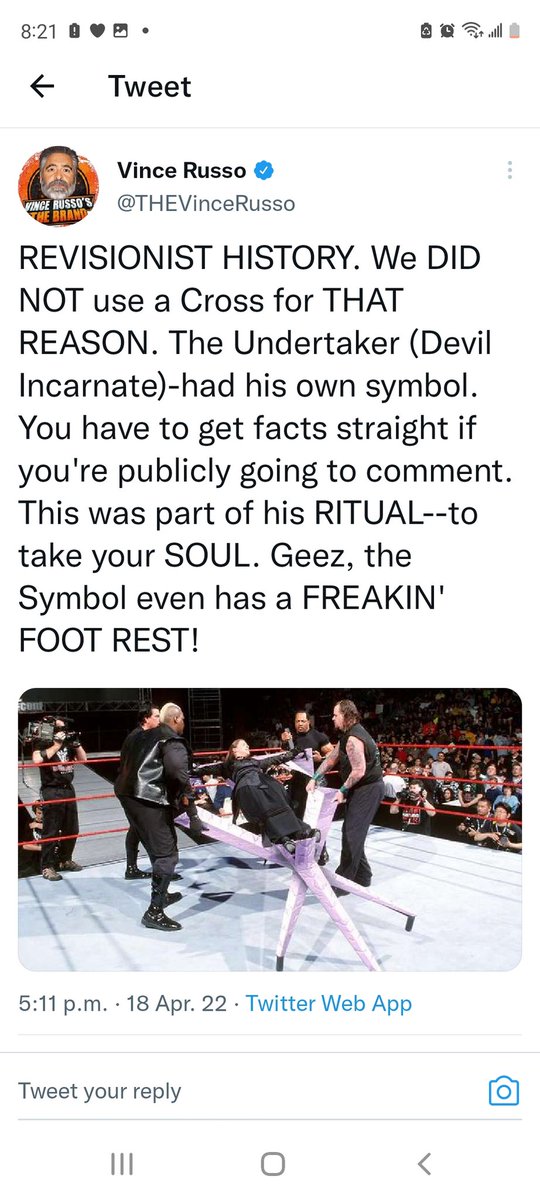 AdamTheAxeGuy's tweet photo. I can't tell if Russo is working here or not. Is the content of his tweet a 😉 at what they did?
Also some crosses had foot rests so the victim could be suspended longer. Like how they drove nails through wrists not hands for the same reason.
#WWE #AEW #EasterGate https://t.co/xCejwEbTuX