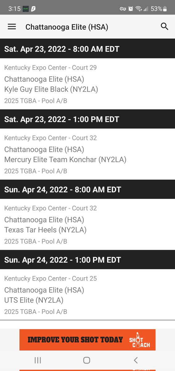 TwonDSA's tweet photo. @ChattElite Grey 15U schedule for this weekend in Louisville. Let's get it!! #BeElite #EliteWay #LLJ2 #PlayTogetherStayTogether @PrepHoopsTN @hoopseen @HoopSeenJuJu https://t.co/8RI4qHz5uW