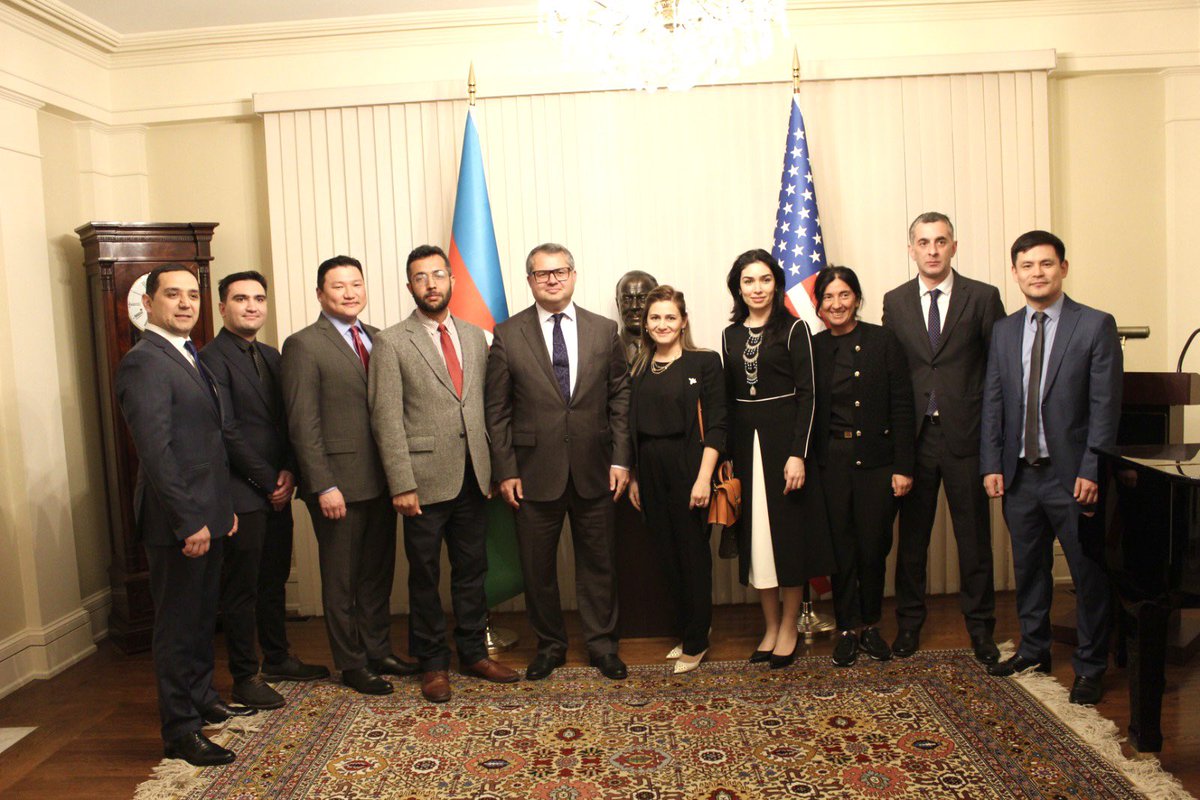 azembassyus's tweet photo. It was pleasure to host @RumsfeldFoundtn fellows, diverse group of impressive young professionals of Central Asia and Caucasus region at the Embassy. https://t.co/30XDs3AQgs