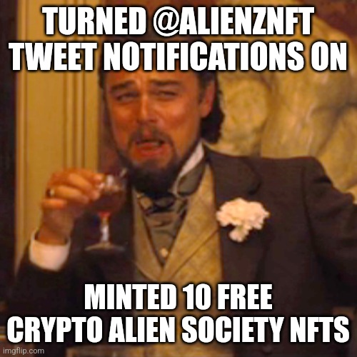 Turn Post Notifications on for <a href="/AlienzNFT/">Crypto Alien Society</a> #FreeMint 👽 

➡️ Friendly Community
➡️ Alpha Chat &amp; Tools
➡️ Events, Contests, Giveaways
➡️ #NFT &amp; Eth Airdrops

🛸 Join discord.gg/CryptoAlienSoc… 🛸

#freenft #nftdrops #nftcommunity #nftcollection #nftproject #nftdrop #nfts #freenfts