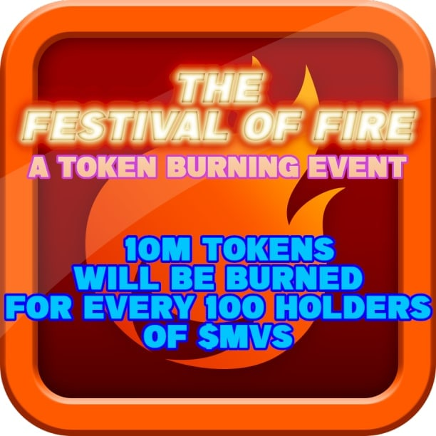 7 more holders towards the first 10M-token burn.

#NFTGiveaway 
#PlayToEarn 
#NFTGiveaways 
#tokenburn
#festivaloffire
#NFTGame 
#NFTartist 
#metaversesagas