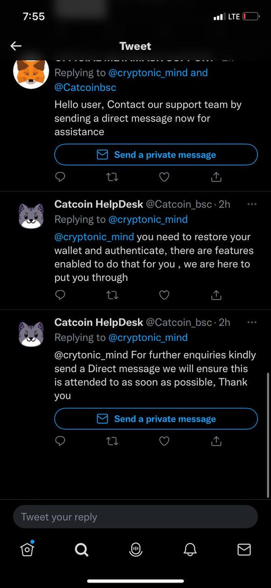 backpackingmonk's tweet photo. Remember the admins or official account(@Catcoinbsc) don't DM first or comment first.

These are vulnerable times.
Be safe from scammers like these.

To be eligible for airdrop, you just need to hold tokens till migration.

Nothing else.
#catcoinbsc #catcoin #Catcoinarmy $cats https://t.co/m047P40NzA