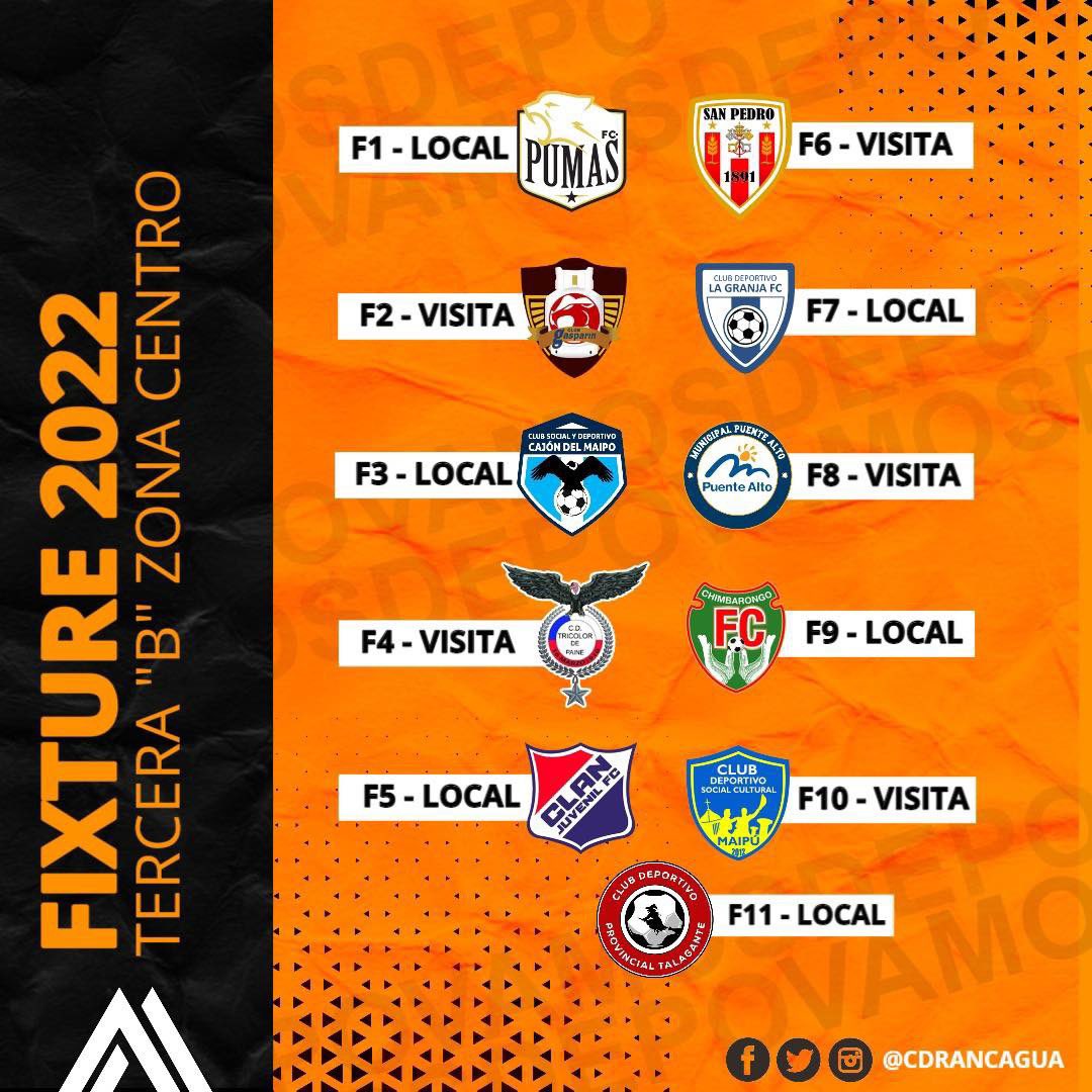 CDRancagua's tweet photo. 🟠⚫️ FIXTURE 2022 - Este es el camino que tenemos en frente para la primera rueda del Campeonato 2022. #VamosDepo 💪👌 https://t.co/oaF3fMNw2e