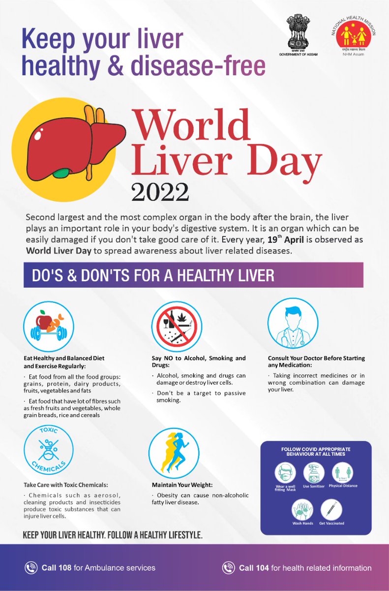 nhm_assam's tweet photo. #worldliverday2022 

The Liver plays an important role in our body's digestive system. It is the second largest and the most complex organ in the body after the brain.

On World Liver Day, let us raise awareness about liver diseases and make healthcare accessible to all. https://t.co/YTbLSwNdU0