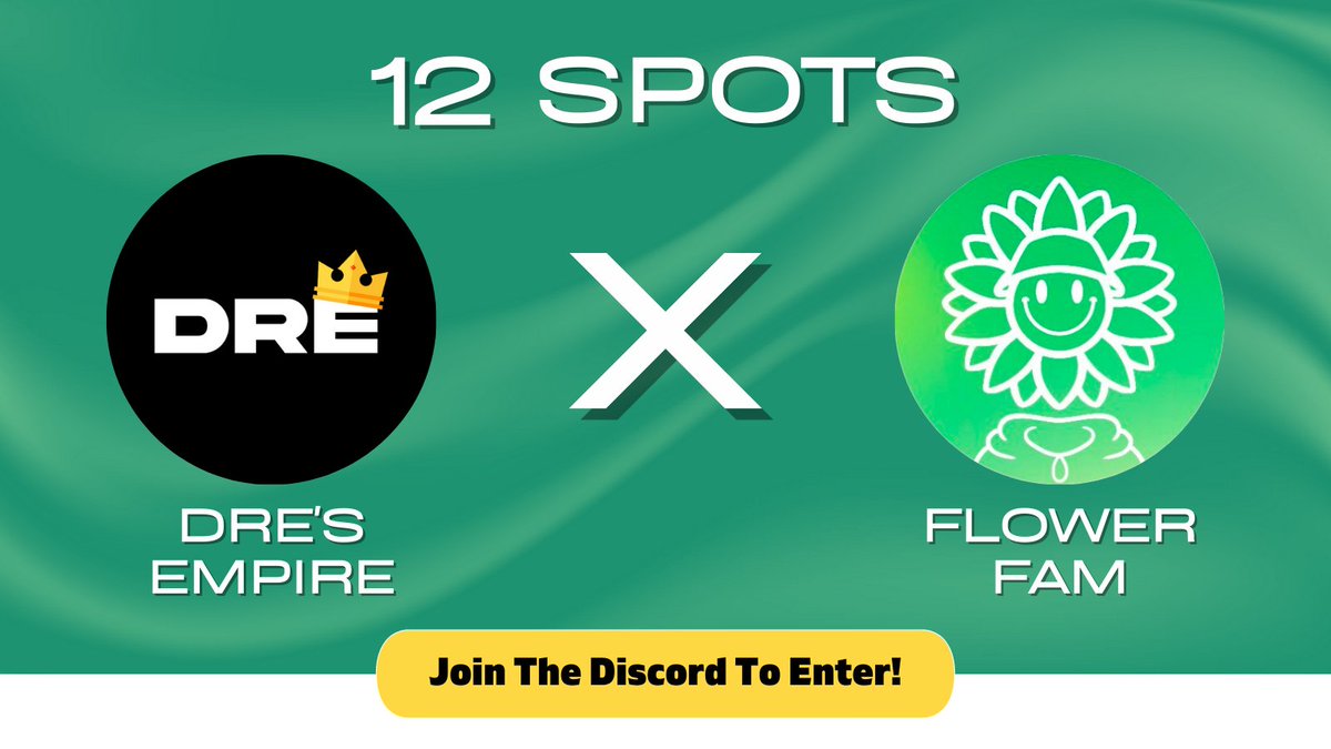 EmpireAlphaHQ's tweet photo. Dre's Empire x Flower fam

@FlowerFamNFT have given us 10x wl spots to giveaway on discord and 2x on twitter

How to enter: 
1. Follow @FlowerFamNFT, @Dres_Empire and @Tma_420 
2. Like, rt and tag 3 friends
3. Join the discord: https://t.co/oqIOd9gjTW

Ends in 48 hours!! https://t.co/I9vLfoLOLB