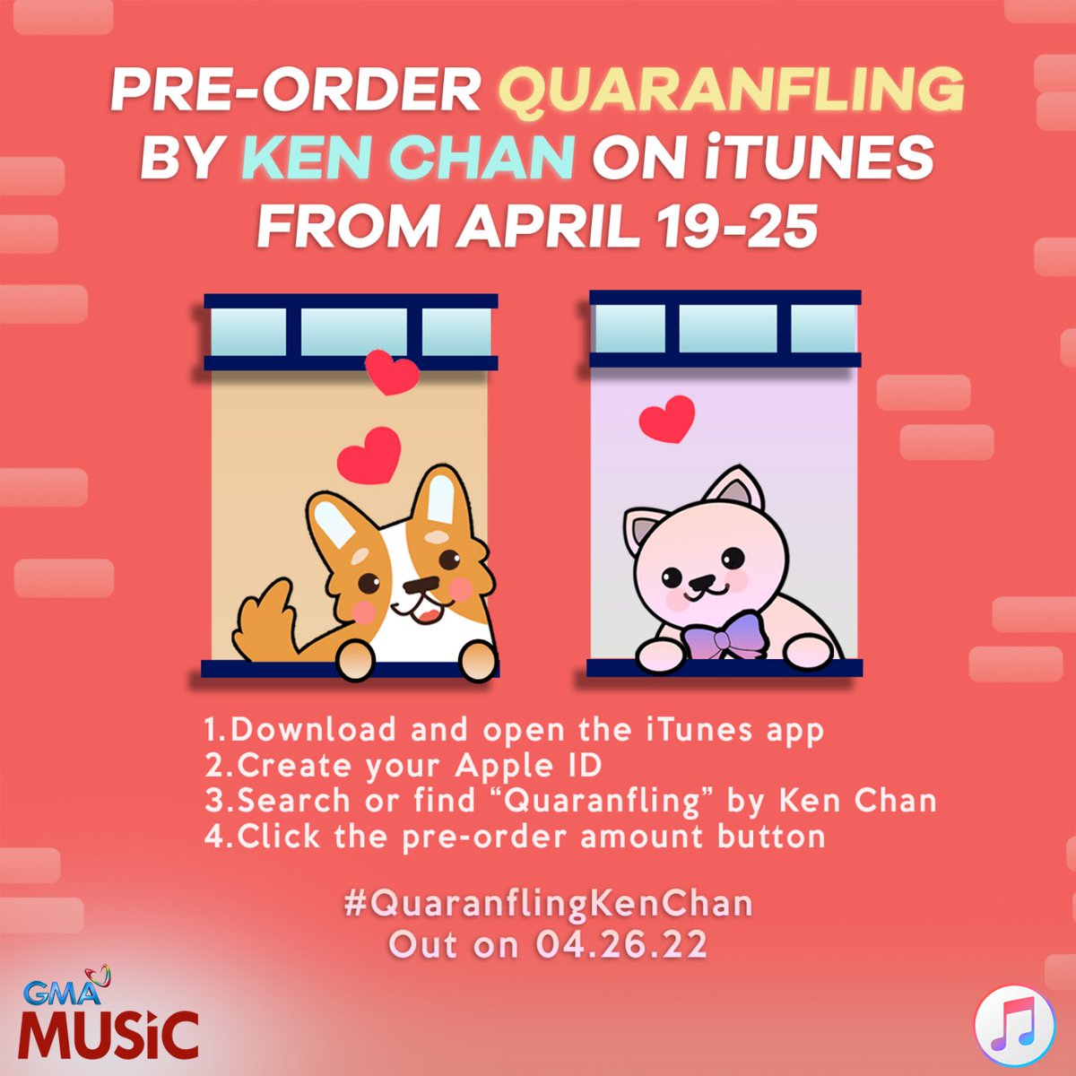 GMAMusic's tweet photo. #KenChan is back with another fun song! 🎶
You can pre-order #Quaranfling starting today April 19 until April 25, mga Kapuso!
👉 https://t.co/00KmIzjIPw https://t.co/oVvO3NdNjC