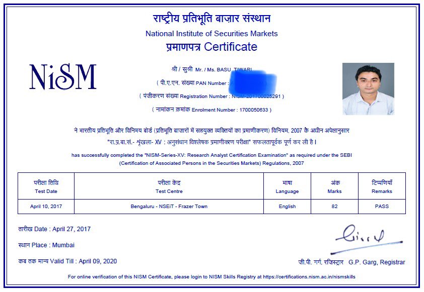 tiwaribasu's tweet photo. At one point, i thought having these certificates were enough to be successful in Trading.
Looking back, these were just first steps in learning!! The trading journey is much more advanced than one can anticipate!!✌️

#trader #markets #nse #nism #nismviii #nismxv #nismva #nismi https://t.co/iHGqwye3ip