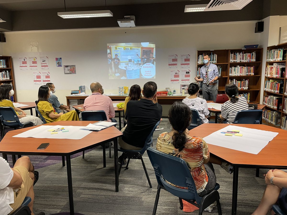 BevansJoel's tweet photo. Amazing to have parents back on campus this morning. Our G6 lead @sayerschool led a workshop with parents to uncover the complexities of #PYPx. The focus was information, conversation and creating support networks for each & every student on their learning journey. #CISprimary https://t.co/ayvUippxXi