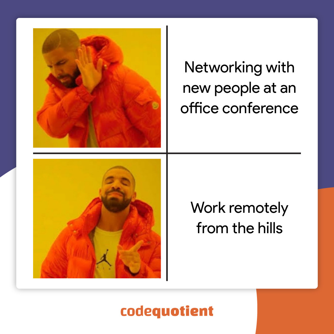 CodeQuotient's tweet image. Culture of remote work has taken over, especially with freshers. Sadly, old skool networking is just for the old skool now
Networking still works wonders. Let's not forget the value of face to face interaction
#CodeQuotient #SuperCoder #SuperCoderProgram #Coding #jobready