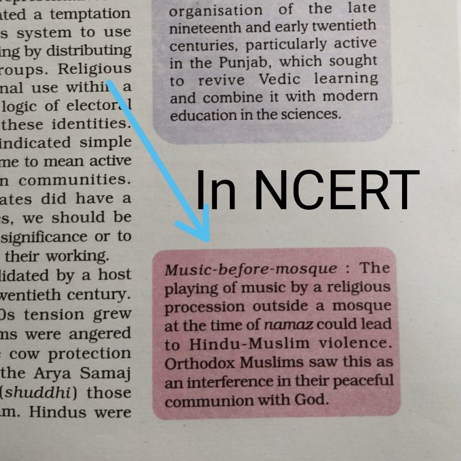 madhursaxena39's tweet photo. In class 12th NCERT 

Book- "Themes in Indian History Part -III "

Page- 383

@jsaideepak @MumukshuSavitri @vikramsampath @ShivAroor @sanjeevsanyal 

FYI https://t.co/nWcte3zquc