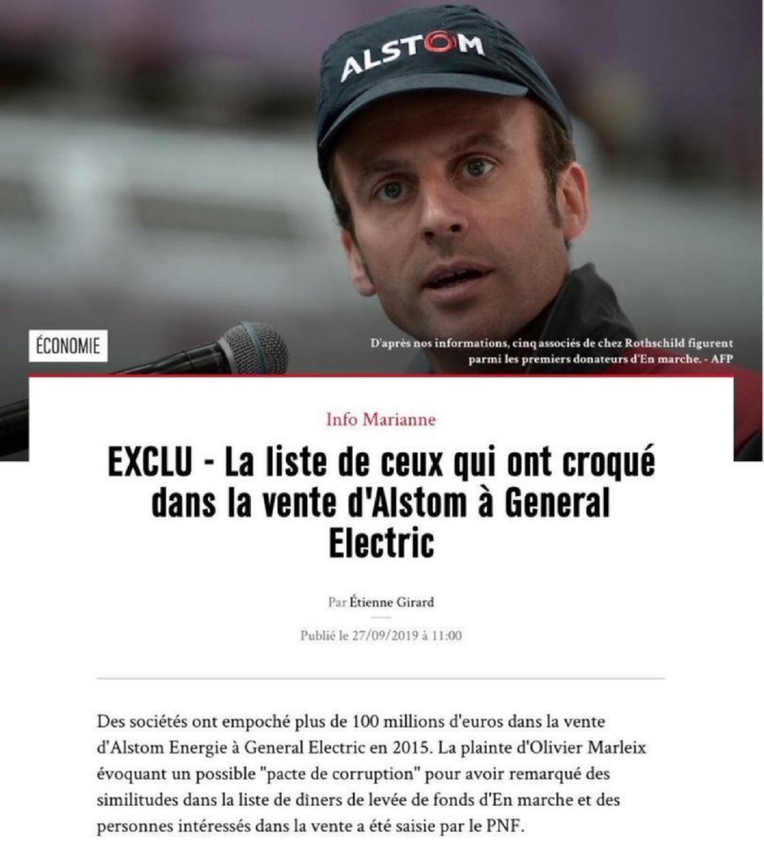 EnModeMacaron's tweet photo. La liste de ceux qui ont croqué dans la vente d'Alstom à General Electric!😳

Et Macron est directement visé par un « pacte de corruption » avec des similitudes dans la liste de dîners de levée de fonds d'En Marche et des personnes intéressées dans la vente!😱 https://t.co/T8BeMvhcvj