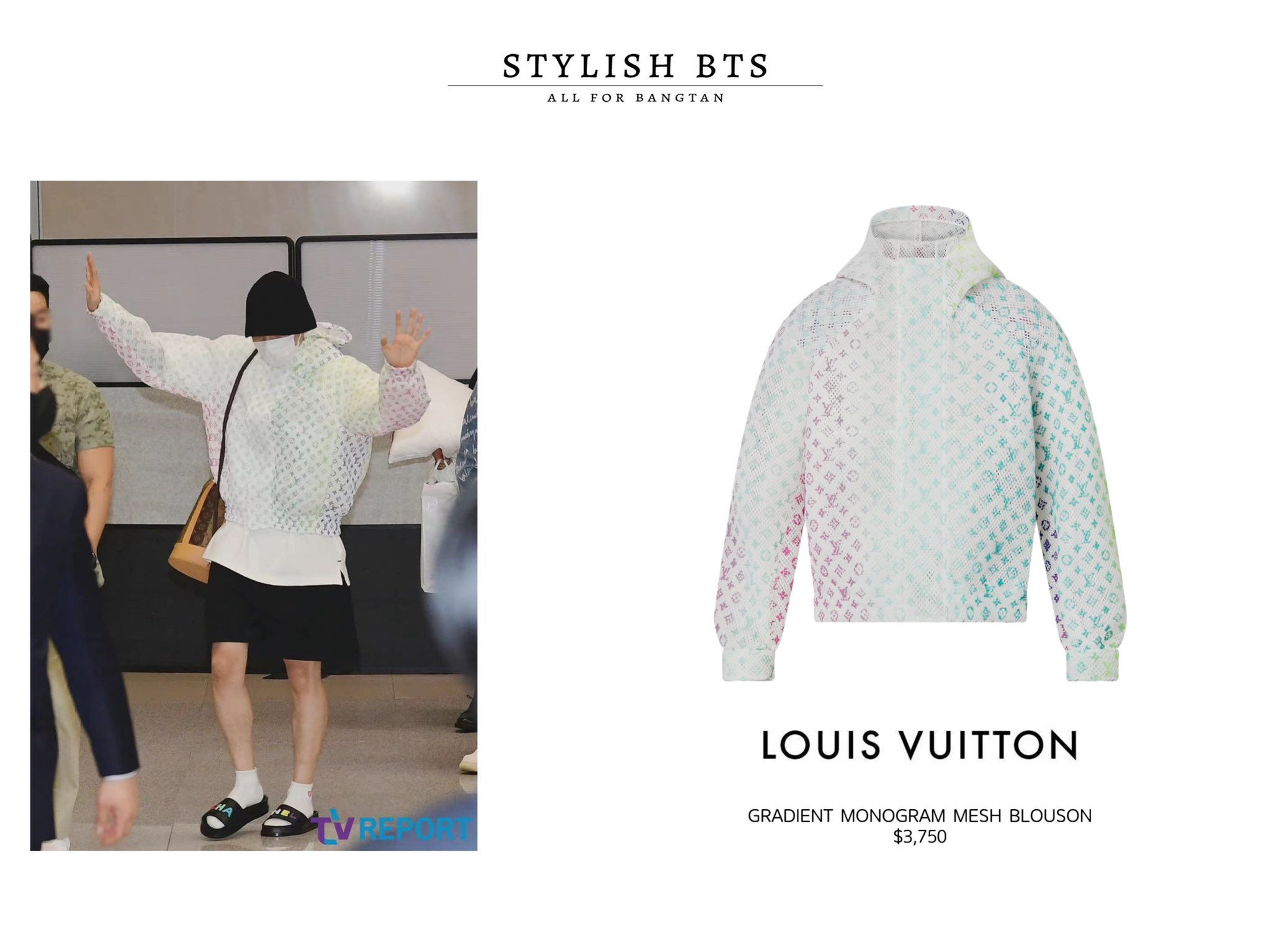 BTS J-Hope Airport Fashion From April 19, 2022 : Louis Vuitton jacket and  more - THEKRAD