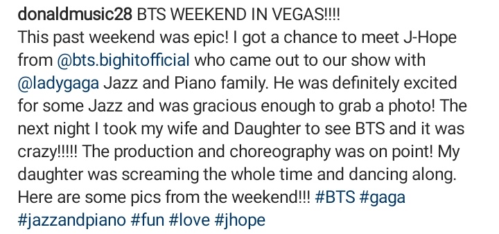 bts_chileoffic's tweet photo. INFO📰||
#DonaldBarrett, baterista de #LadyGaga compartió en cuenta de Twitter e IG estas fotos junto a #JHOPE 💜☀️

[Trad📝]
BTS FIN DE SEMANA EN LAS VEGAS!!  ¡Este fin de semana pasado fue épico!  Tuve la oportunidad de conocer a J-Hope de @/bts.bighitofficial [+]
@BTS_twt #BTS https://t.co/ddKcM8jxIe