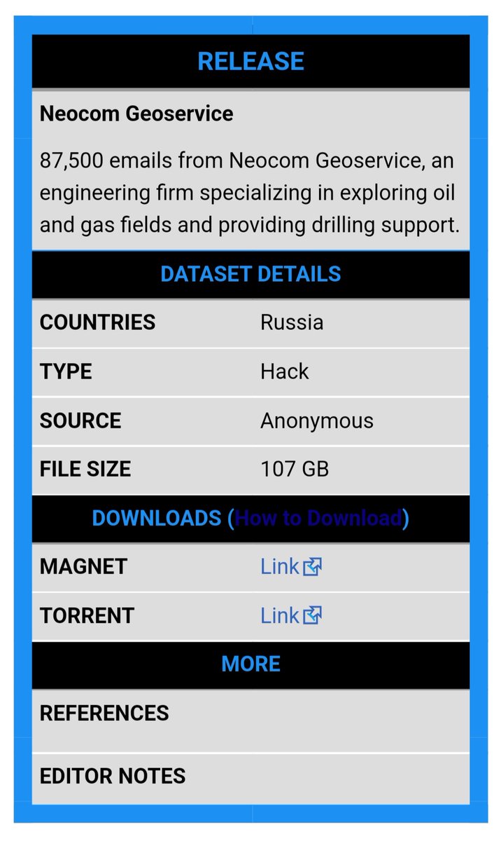 YourAnonTV's tweet photo. JUST IN: #Anonymous just leaked via #DDoSecrets 87,500 new emails (107GB) from Neocom Geoservice, an engineering firm specializing in exploring oil and gas fields and providing drilling support. #OpRussia #FckPutin #StandWithUkraine️ ⤵️ https://t.co/ps95L7gWeN