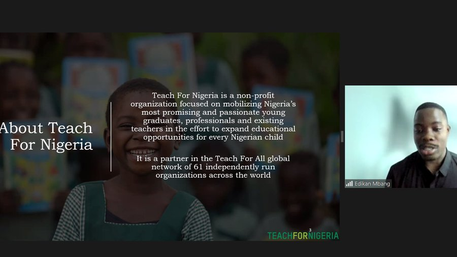 robbiedean_'s tweet photo. Happening now at #CIES2022 - Edikan Mbang from @Teach4Nigeria sharing about their approach to develop and measure student leadership. Join us at https://t.co/tG0apVm8o7 https://t.co/PerPCR6Kbk