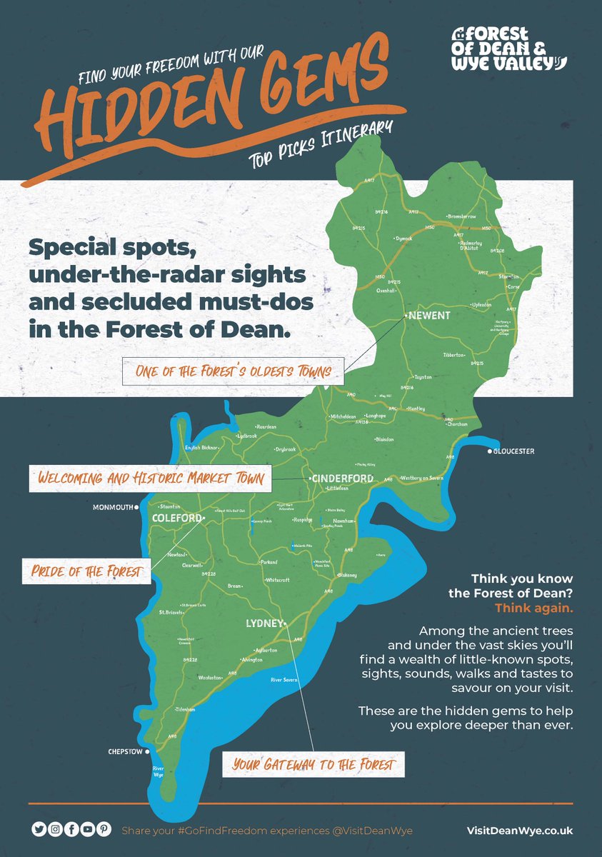 VisitDeanWye's tweet photo. Download our Hidden Gems itinerary & discover a different side to the Forest of Dean, with a wealth of little-known sights, spots, tastes, walks & must-dos to help you #GoFindFreedom: https://t.co/FnchFyUOg5 #DeanWye #EscapeTheEveryday #ForestOfDean #Gloucestershire #HiddenGems https://t.co/b65Y6deawW
