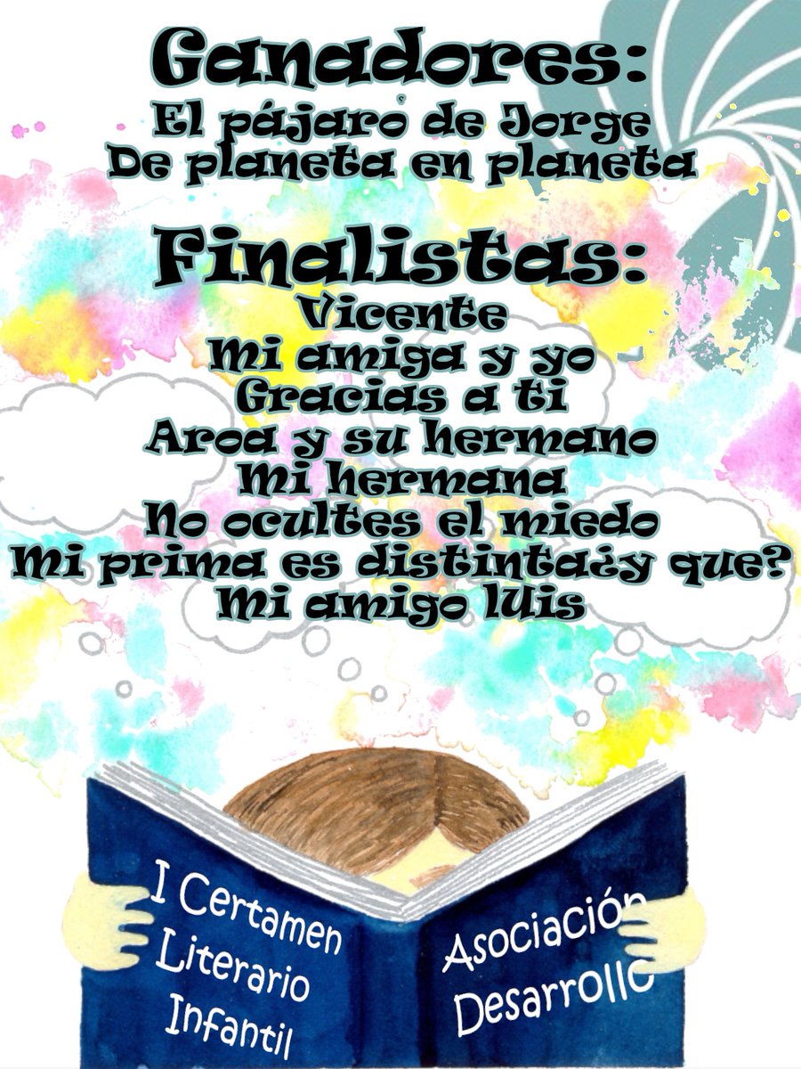 Autismo Albacete (@asoc_desarrollo) on Twitter photo Buenos días 🌟
Tenemos ganadores y finalistas de nuestro I Certamen Literario Infantil. Gracias a los pequeños de 5º 6º de primaria de #Albacete que han participado dando forma de cuento a una experiencia vivencia en torno al #tea Gracias <a href="/hersolibreria/">hersolibreria</a> por vuestra colaboración Buenos días 🌟
Tenemos ganadores y finalistas de nuestro I Certamen Literario Infantil. Gracias a los pequeños de 5º 6º de primaria de #Albacete que han participado dando forma de cuento a una experiencia vivencia en torno al #tea Gracias <a href="/hersolibreria/">hersolibreria</a> por vuestra colaboración