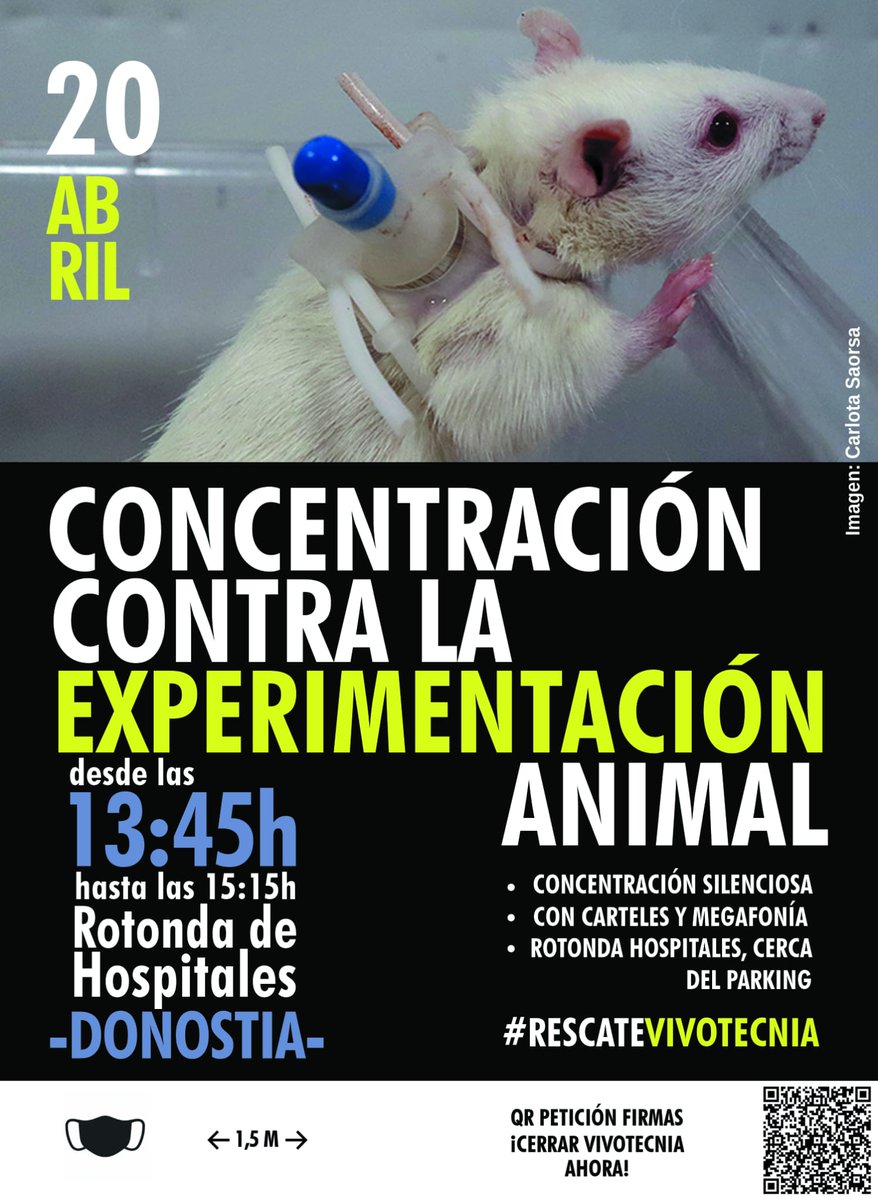 marmotasocial2's tweet image. Concentración contra la experimentación animal el 20 de abril,miercoles de 13.45 a 15.15 en la rotonda de hospitales,en Donostia #RescateVivotecnia