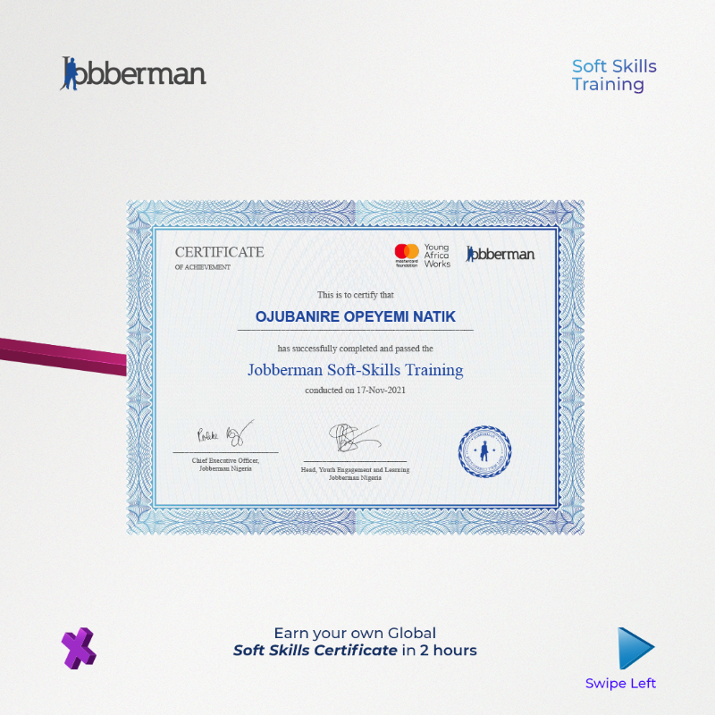 Jobbermandotcom's tweet photo. Technical skills make a good employee. 

Technical + Soft skills make a great employee.

Ready to move from good to GREAT? 
Take the FREE Jobberman Soft Skills training via WHATSAPP and earn a certificate on completion in 2 hours. 

Get started here >> https://t.co/4HnLjoWtqF