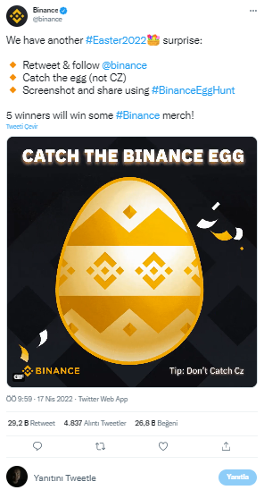krmdal's tweet photo. @binance #BinanceEggHunt #Easter2022 https://t.co/ysTpbajzte