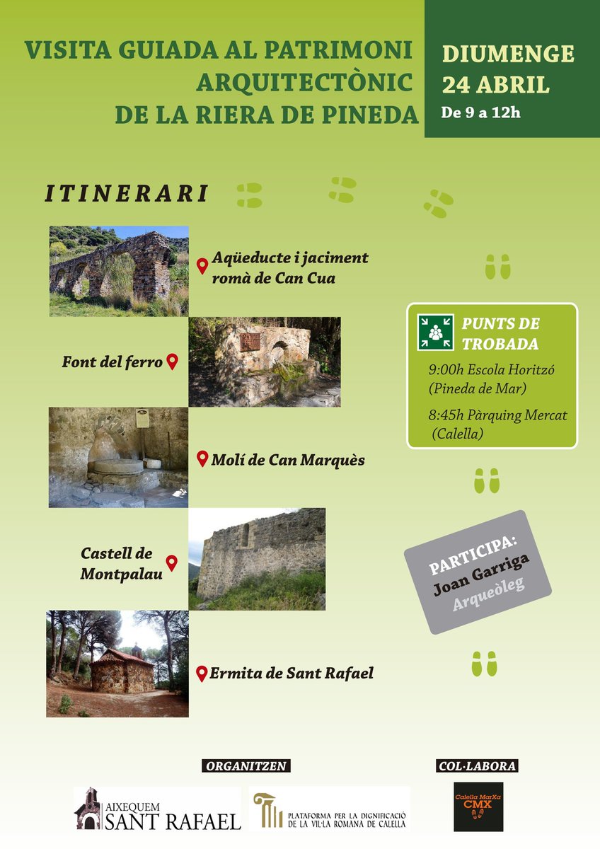 Calellaromana's tweet photo. Eps! Us recordem que el proper diumenge 24 hem organitzat això 👇

Una passejada per la riera de #Pinedademar per conèixer millor el patrimoni arquitectònic que tenim.

Ens veiem?

#salvemelpatrimoni @CalellaCOM @RadioCalellaTV @calellaesmes @RadioPinedaFM @pinedademar https://t.co/EZDG9WzDCd