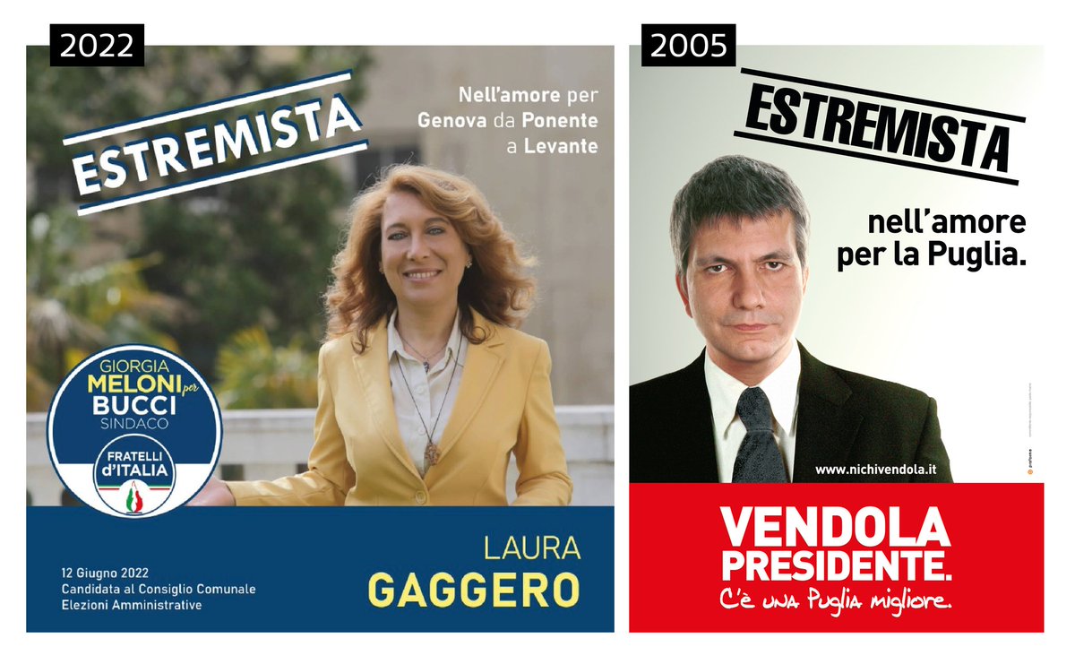 A 17 anni di distanza, la nostra campagna per Nichi Vendola continua ad essere scopiazzata a destra 😉 e a sinistra. 
(Grazie a Davide per la segnalazione)
