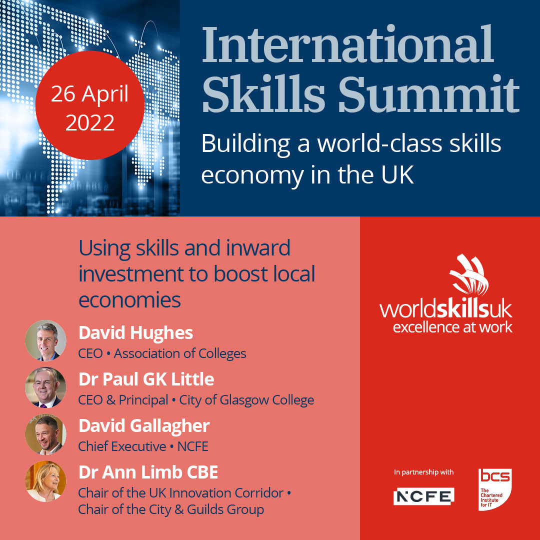 worldskillsuk's tweet image. This time next week it's our International Skills Summit!

Join @AoCDavidH from @AoC_info, Dr Paul Little from @CofGCollege, @NCFEDavid from @NCFE &amp;amp; @AnnLimb from @cityandguilds to hear how we can use skills &amp;amp; inward investment to boost local economies

bit.ly/wsuk-summit22