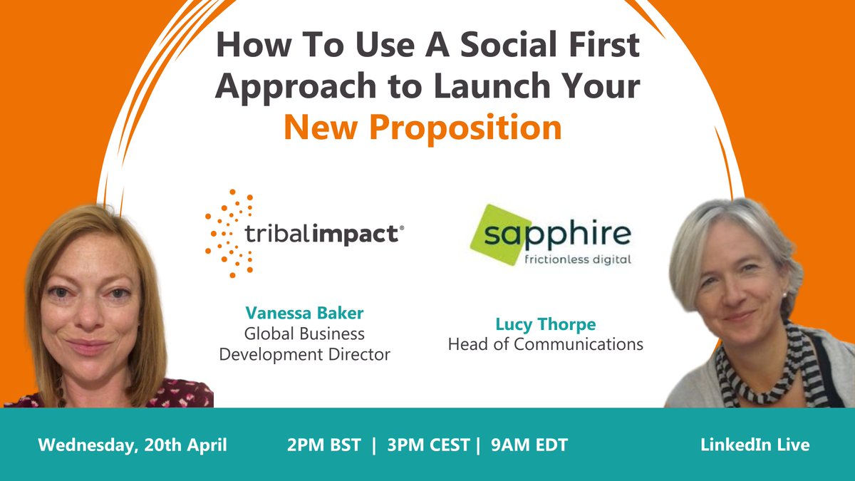 tribalimpact's tweet photo. Join @nessajbaker &amp; @LucyThorpe on our next LinkedIn TOMORROW at 2 pm (BST) to talk about "How To Use A Social First Approach To Launch Your New Proposition"

#Employees #Social #Brand

Event Link: 
https://t.co/SC01VlsyMi https://t.co/ra3ns2DUII