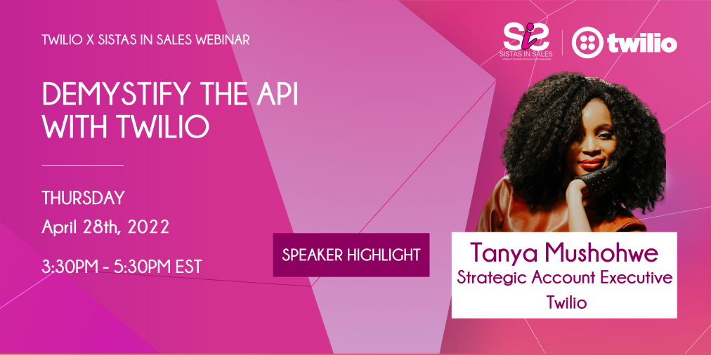 Tanya Mushohwe is a CX Strategist, ERG Leader, and Speaker. She has worked at Twilio for 3 and a half years starting as a Business Development Team Lead and now the Strategic Account Executive. 

Register here for the webinar : hubs.la/Q018k2JT0  #SISturns5
