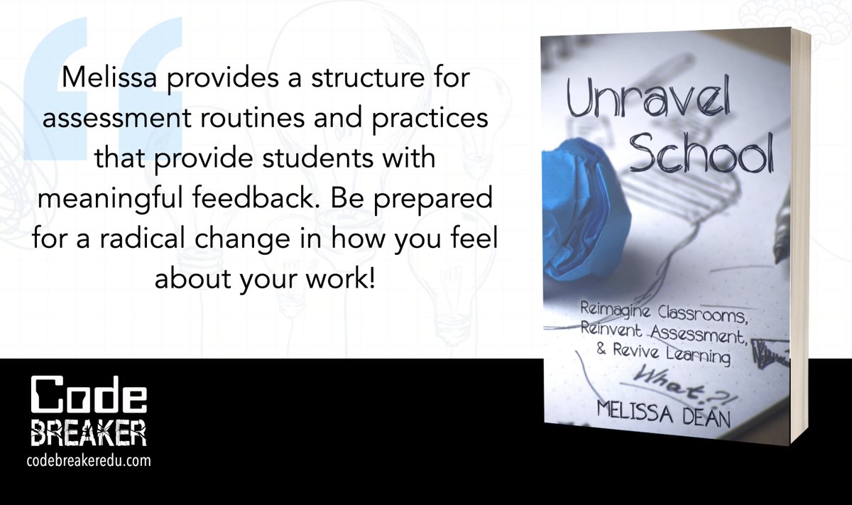 mraspinall's tweet photo. "Melissa provides a structure for assessment routines and practices that provide students with meaningful feedback!" #CodeBreaker

Check out Unravel School by @Dean_of_math!

Reimagine Classrooms,
Reinvent Assessment,
Revive Learning!

https://t.co/1v5vwhapGM https://t.co/iRp4ugcuiI