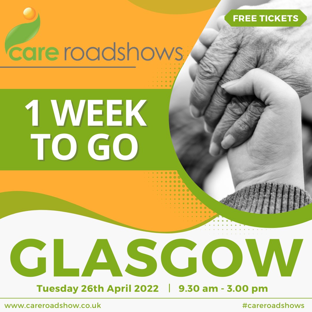 careroadshows's tweet photo. Only 1 week to go until #CareRoadshows Glasgow! Join care suppliers, industry experts &amp; like-minded care professionals to discover innovative products and services &amp; the latest updates at these stimulating care home events 💚
Book here – https://t.co/7IgAjmCWfn 
#caresector https://t.co/kftS5mDzdP