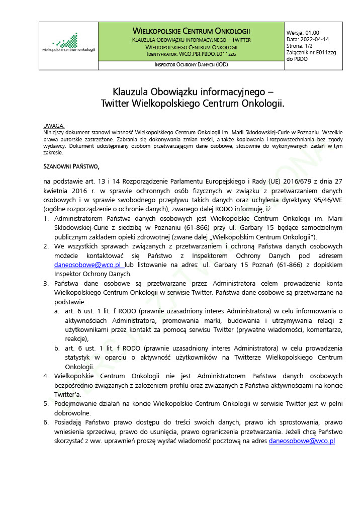 Wielkopolskie Centrum Onkologii tweet media