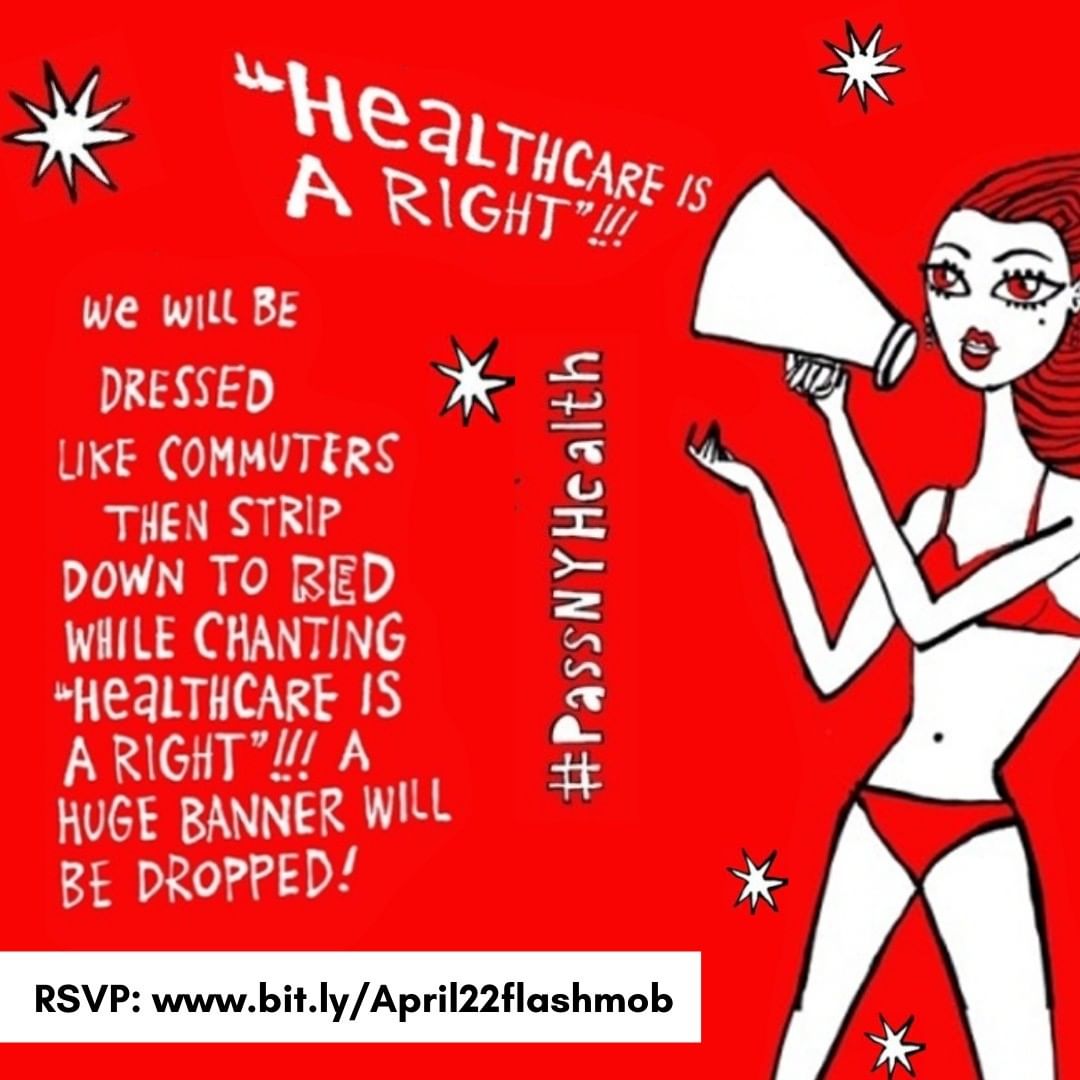 DesmoNYCLMT's tweet photo. Join us for our #burlesque #rally this Friday April 22nd in midtown Manhattan at 5pm. Sign up for more information. #joininthechant #PassNYHealth #healthcareisahumanright #NewYorkHealthAct https://t.co/ve36gtJlkL