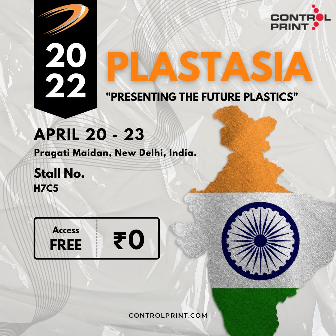 controlprintltd's tweet photo. We invite you to the seventh edition of @plastasia in association with the Plastics Machinery Manufacturers Association of India (PMMAI), showcasing the latest technologies and machinery used in manufacturing plastics and petrochemicals.
#PlastAsia #PlastAsia2022 https://t.co/XV8dNA8EBA