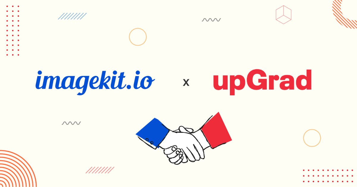 ImagekitIo's tweet photo. We are thrilled to announce that @upGrad_edu has partnered with ImageKit to deliver stunning visual experience to their users!
#newcustomer #newassociation #customers https://t.co/h2U9M422Nu