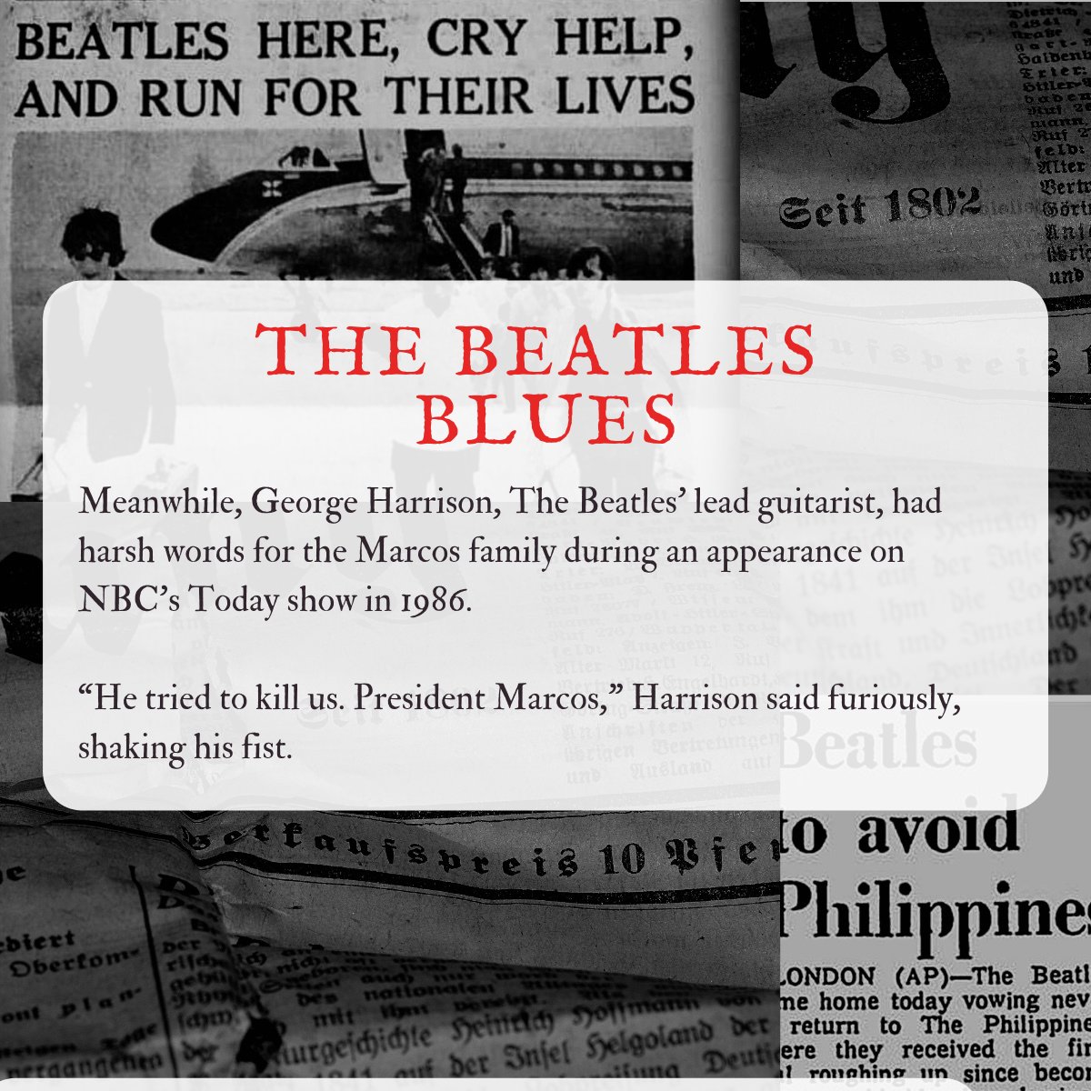 CPARGermain's tweet photo. Stating erroneous claims? 
Bongbong Marcos still claims to have been friends with the Beatles despite the fact that the band were exposed to cruel treatment as they prepared to flee during the regime of the late dictator, Ferdinand Marcos.
#neverforget #neveragain https://t.co/zx6B9kXHzY