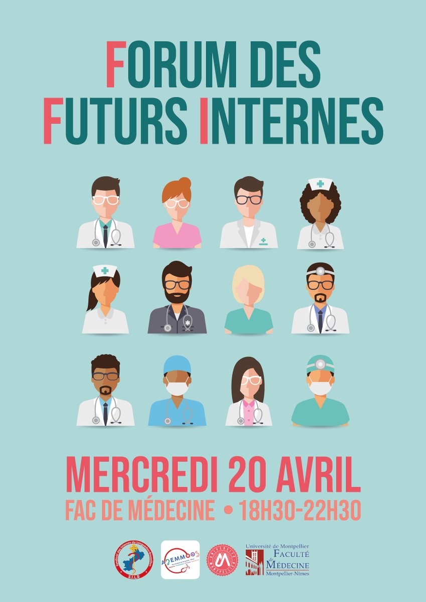 FacultemedMPL's tweet photo. [👁 EVENT : le Forum du Futur Interne]

🗓 20/04 : 18h30-22h30

Organisé pour les DFASM 2 et 3 : aider dans la réflexion et le choix de la future spécialité.
- conf sur l'internat
- table ronde "Carrières et pratiques médicales hors-CHU" 
- village des Spécialités https://t.co/UEmSDsjN65