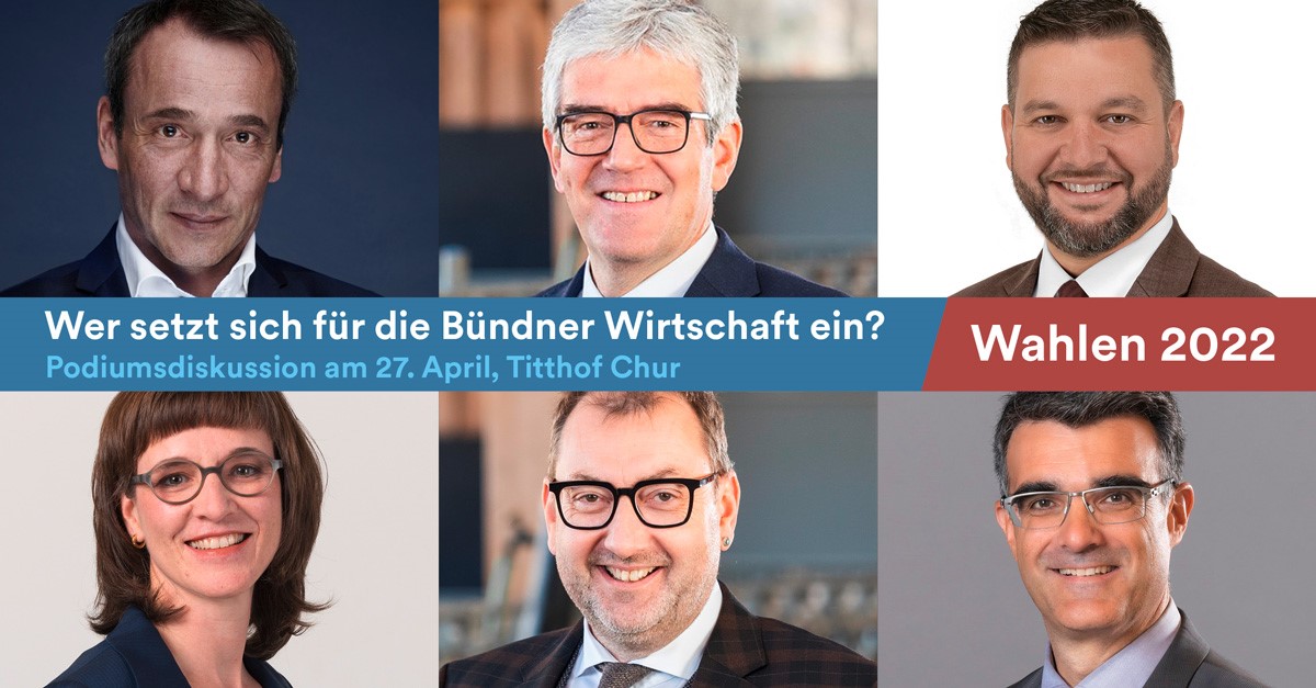 BundnerG's tweet photo. Alle Bündnerinnen und Bündner sind zur Podiumsdiskussion über wirtschaftliche Themen mit allen Regierungsratskandidaten am 27. April eingeladen.
👉 Infos und Anmeldung: https://t.co/pMFb7pLcOF
Mittwoch, 27. April, 18 Uhr, Titthof Chur
#regierung #graubünden #dwgr #bgv #hkgr #hsgr https://t.co/ophRmstHU6